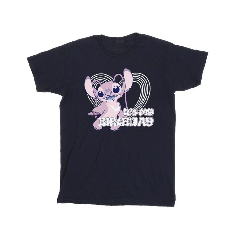 Lilo & Stitch Girls Angel Cotton Birthday T-Shirt / Navy Blue